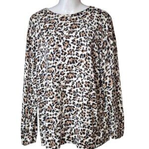 Talbots Leopard Print Crew Neck Sweater Women's Plus Size 2X